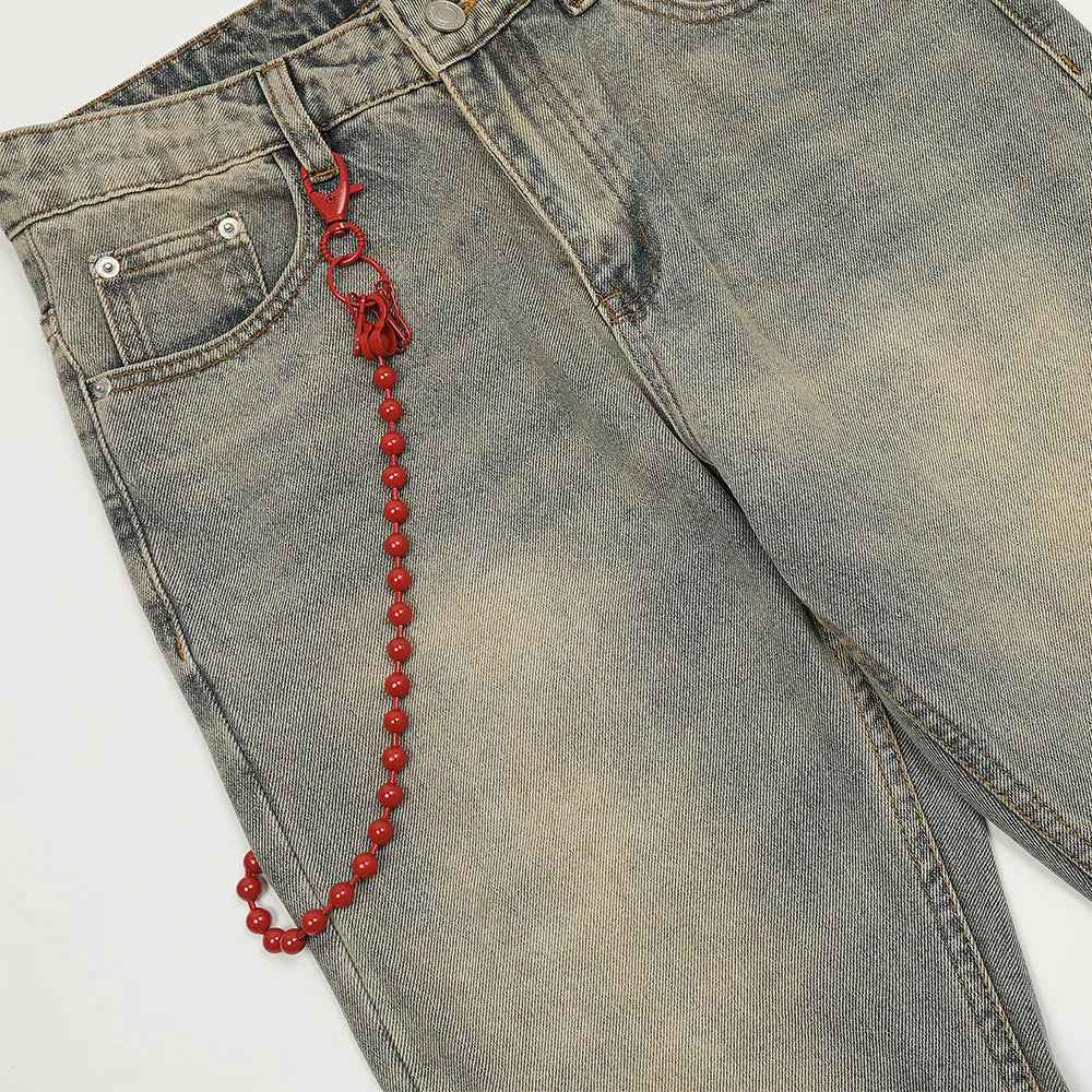 Cozy Vintage Red Chain Pendant Jeans