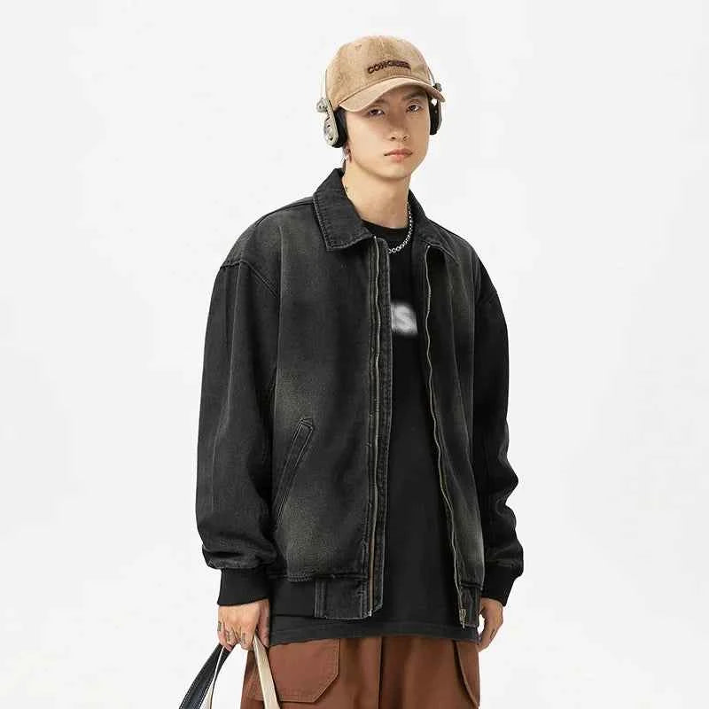 Fashionable Retro Stylish Zipper Splice Jacket