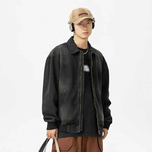 Fashionable Retro Stylish Zipper Splice Jacket