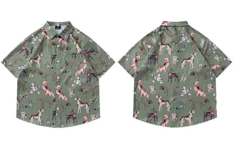 Vibrant Durable Graffiti Dog Graphic Short Sleeve Shirt