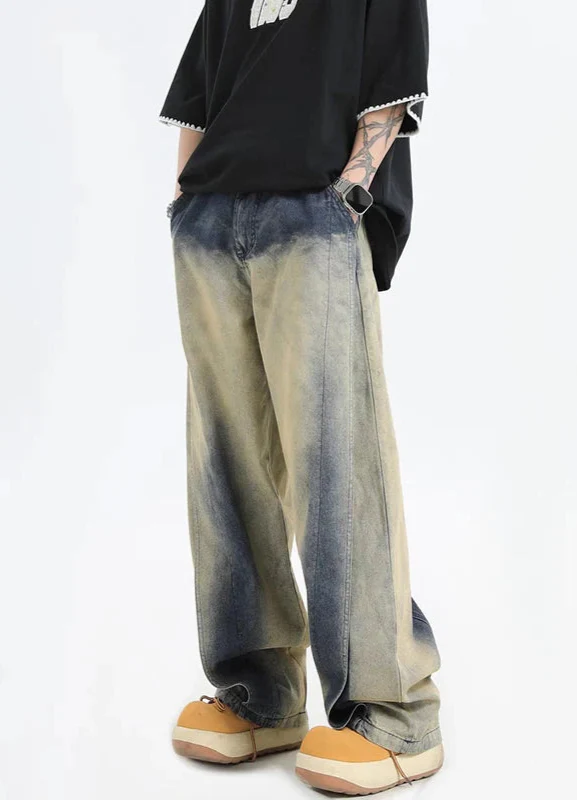 Retro Color Loose Boy Friend Wide Leg Jeans - Luxuryurbanwear