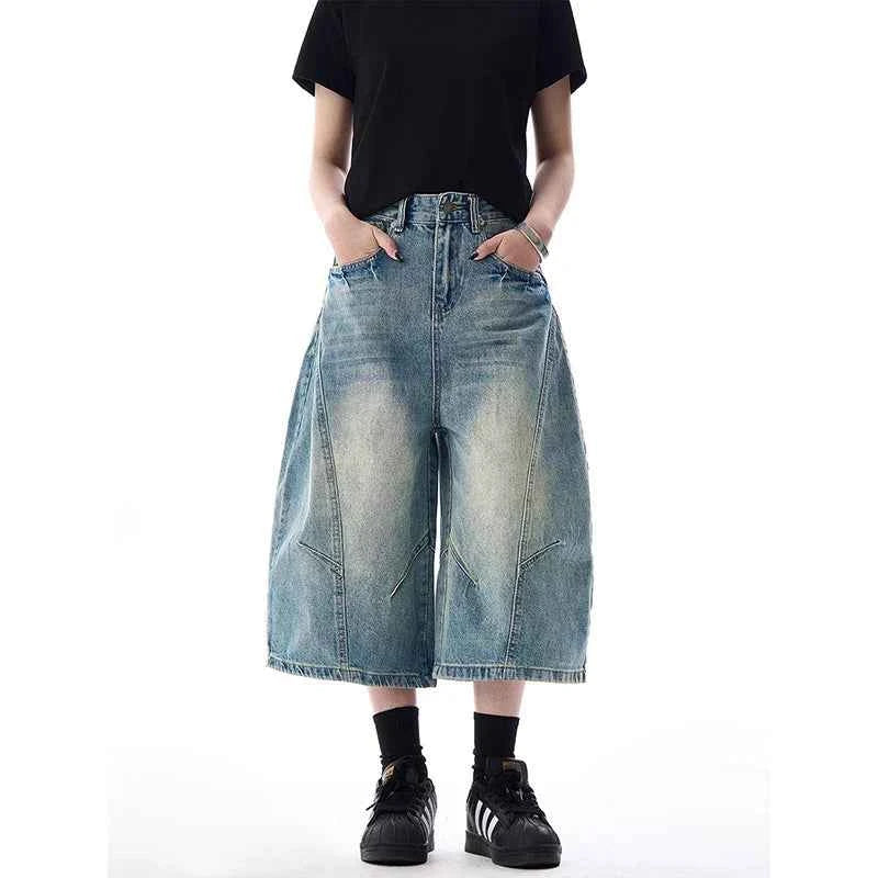 Insulated Streetwear Gothic High Waist Cargo Denim Jorts