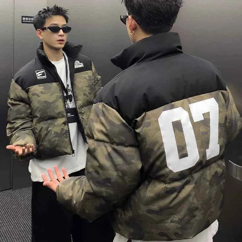 Winter Camouflage Patchwork Cotton Padded Jacket