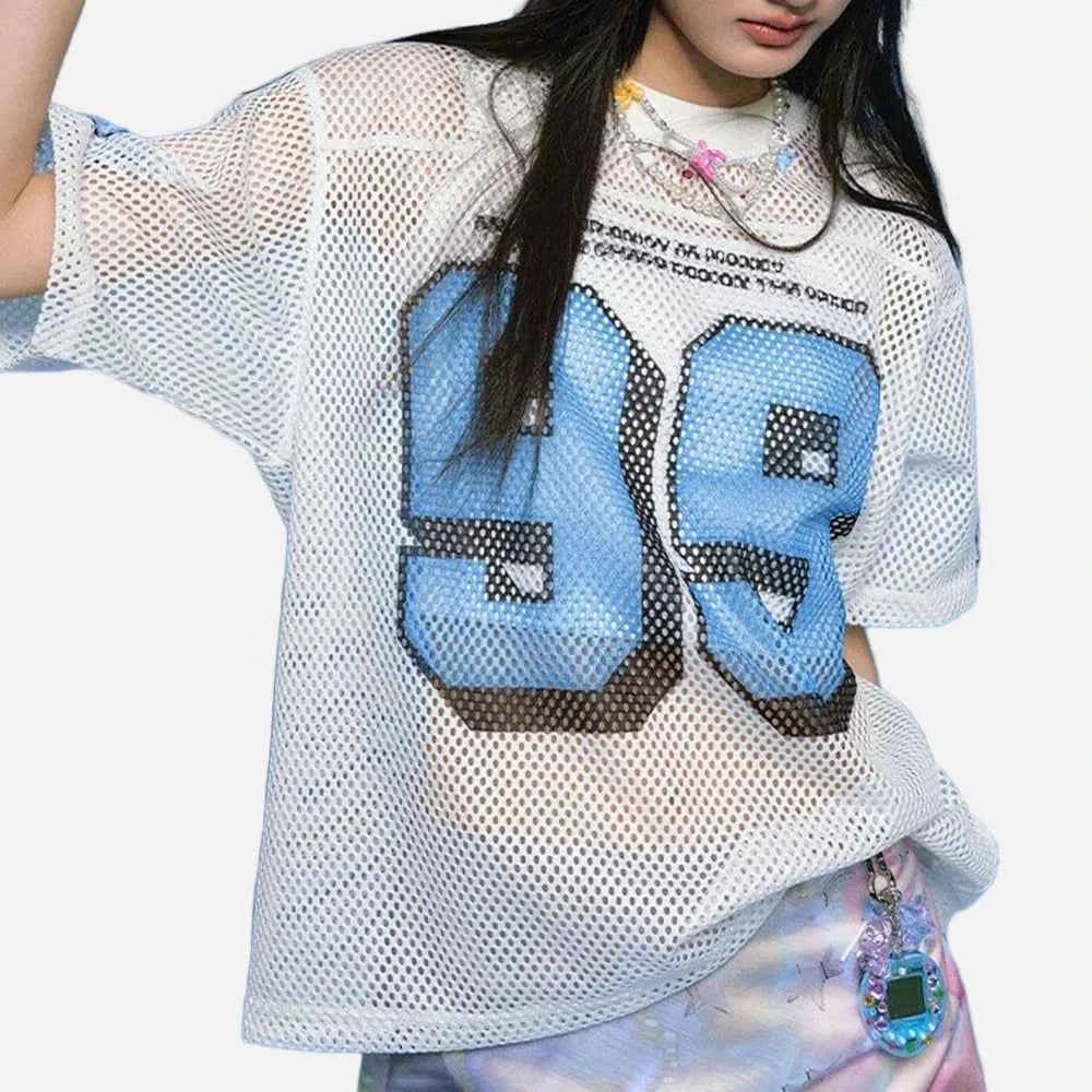 Breathable American Mesh Letter Sports T-Shirt