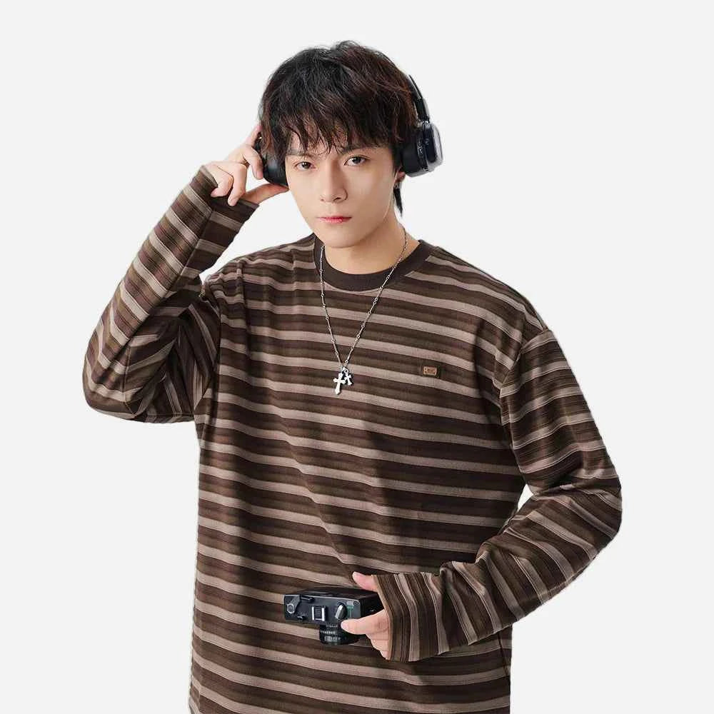 Insulated Casual Striped Long Sleeve T-Shirt