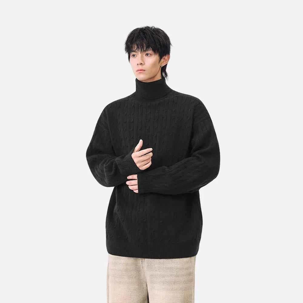 Cozy Cable Knit High Neck Turtleneck Sweater