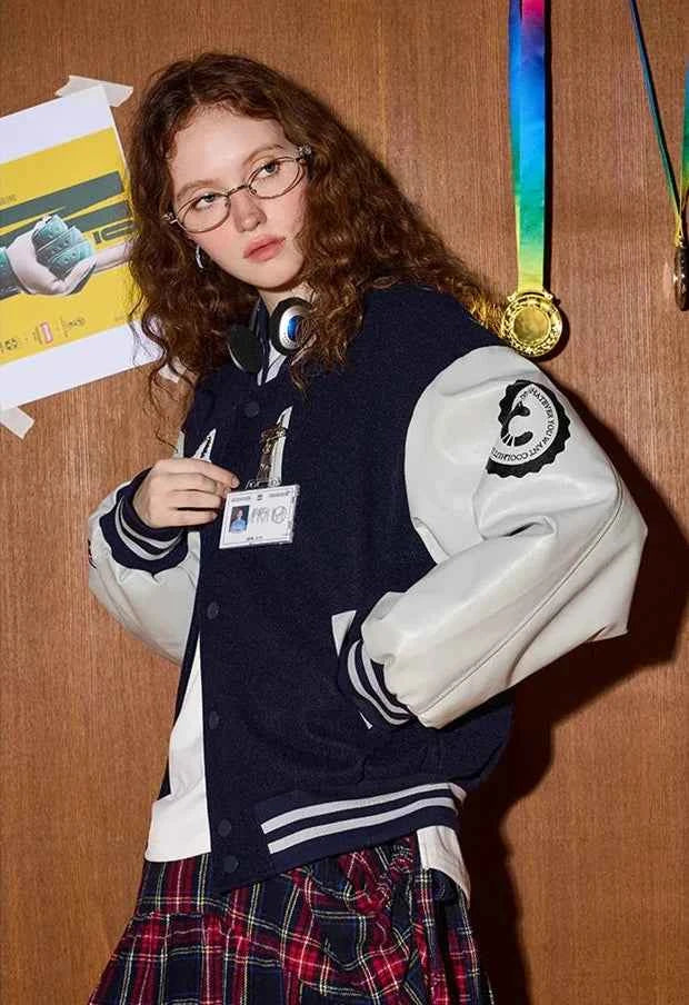 Premium Streetwear Quilted PU Varsity Jacket