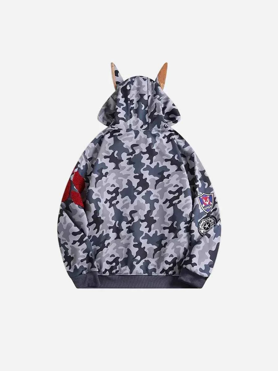 Camouflage Cat Ear Hooded High-End Sweatshirt