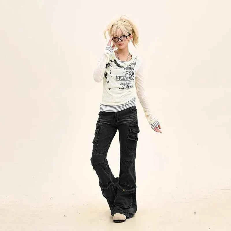 Insulated Cool Slim Fit Black Cargo Jeans