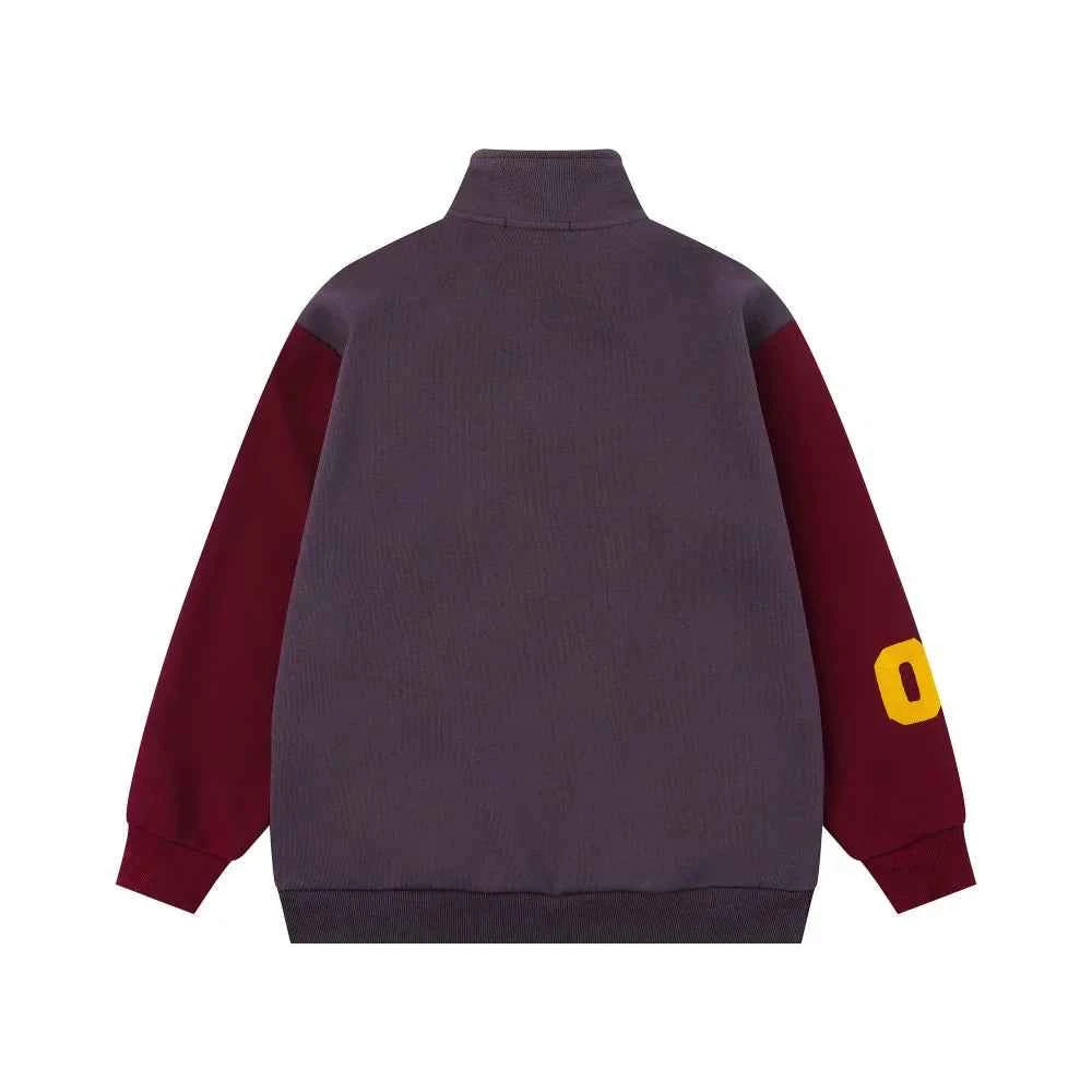 Streetwear Embroidery Letter Print Stand Collar Sweatshirt