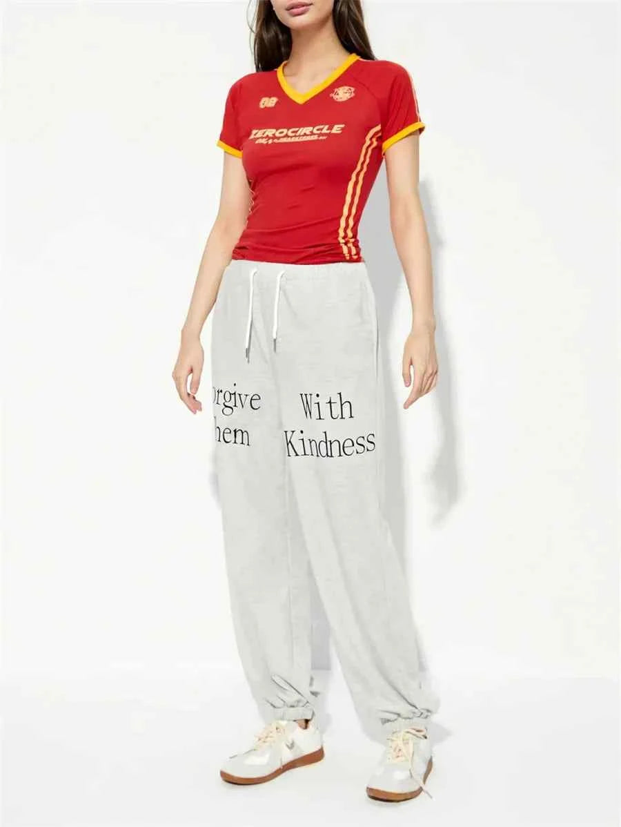 Comfortable Letter Print Drawstring Sweatpants