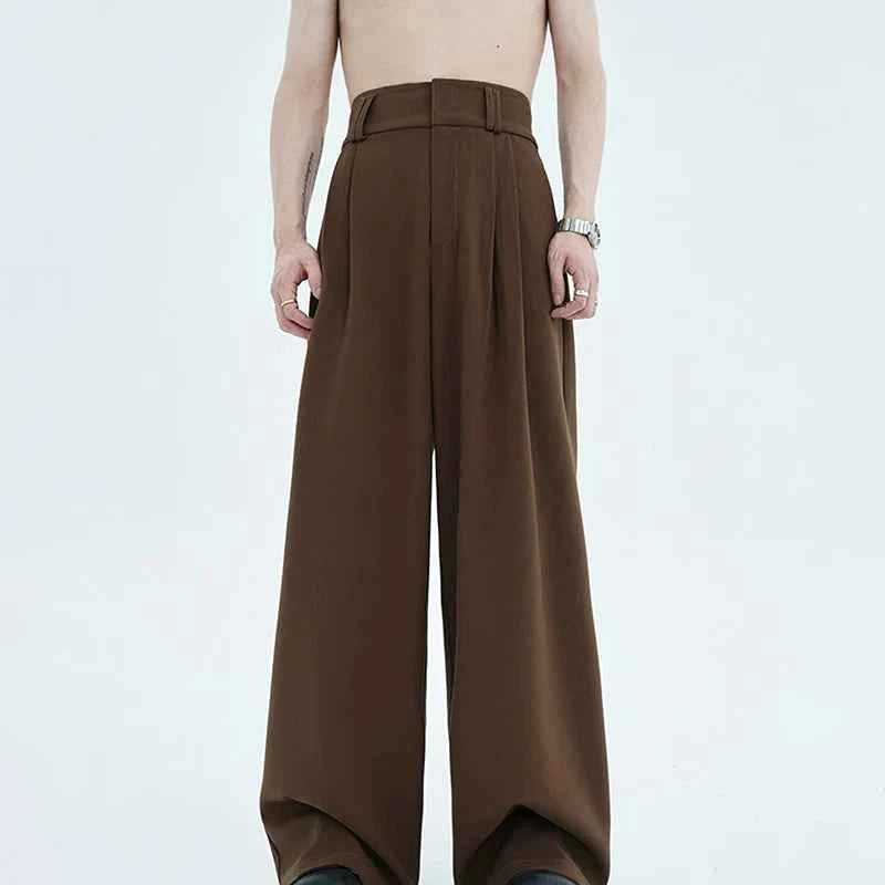 Elegant American Style Pleated Straight Suit Pants