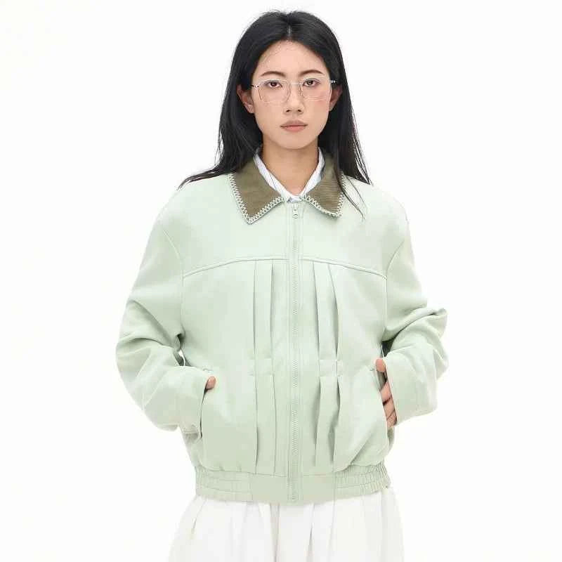 High Quality Green Lapel Aviator Jacket
