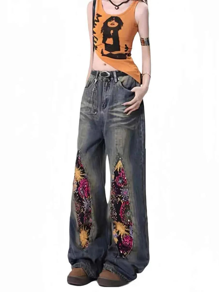 American High Street Firework Beads Jeans