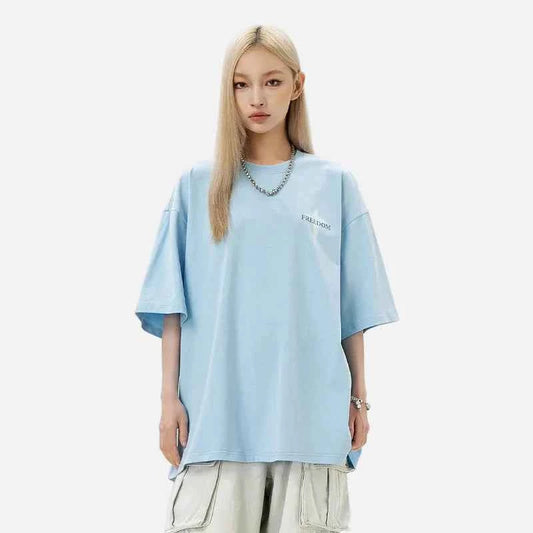 Y2K Oversized Freedom Hip Hop Print T-Shirt