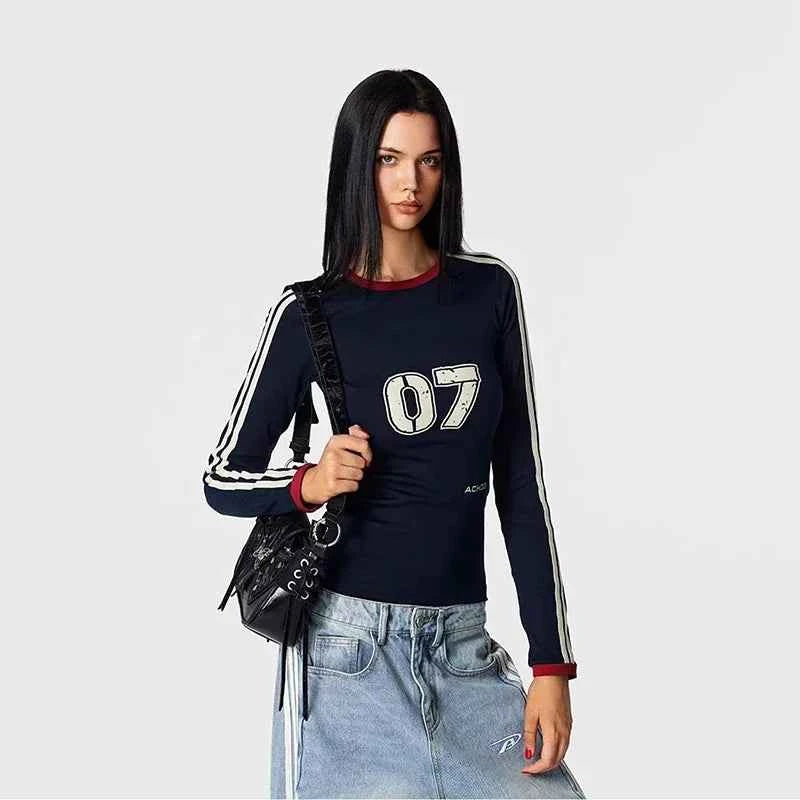 Women Cool Retro Patchwork Slim Fit T-Shirt