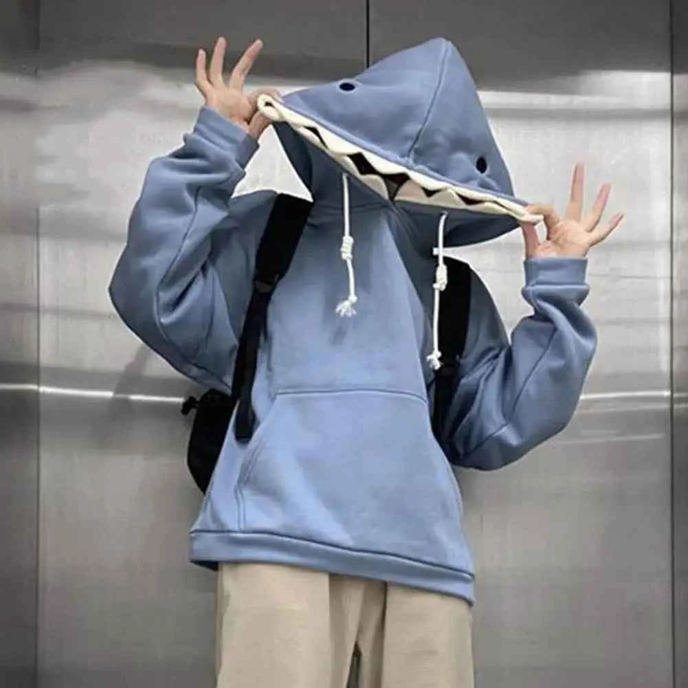 Y2K Funny Shark Patchwork Kawaii Hoodie