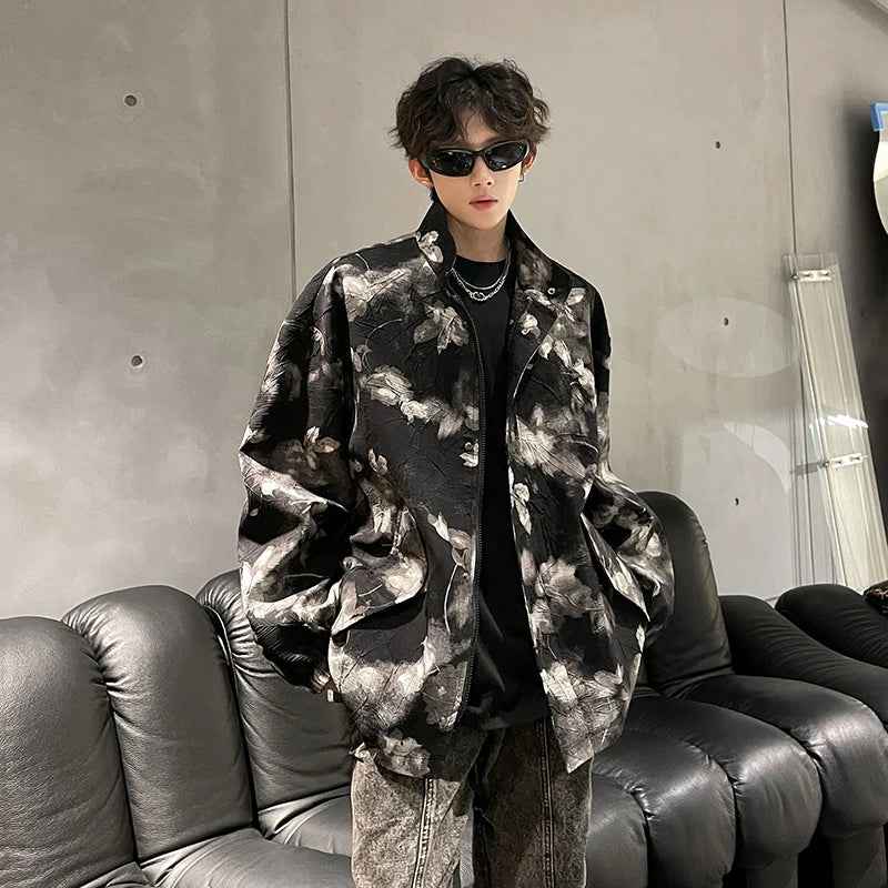 Streetwear Premium Textured Printed Zipper Jacket