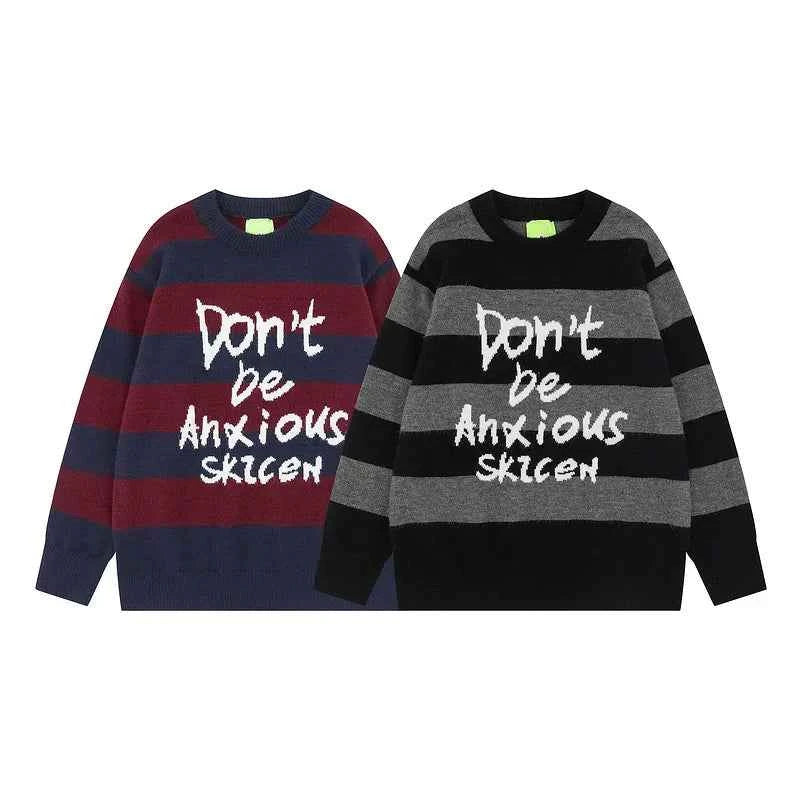 Investment Piece Streetwear Striped Knit Hip Hop Sweater