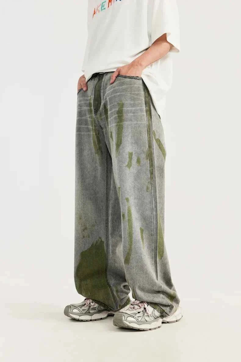 Hand-Painted Wide Leg High Street Jeans