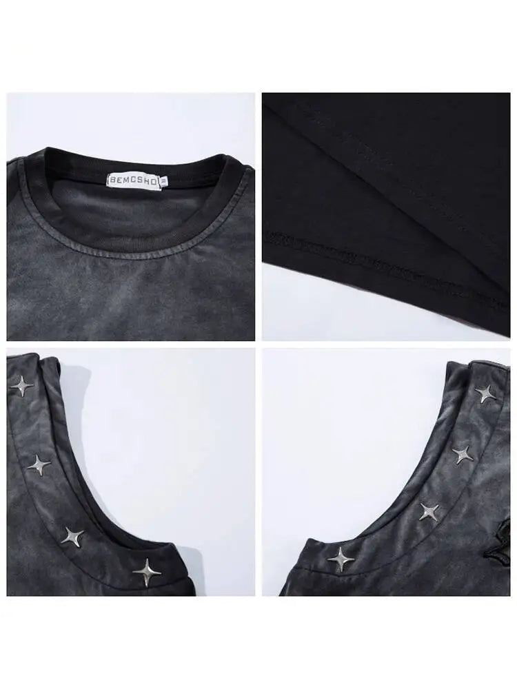 Vintage Gradient Studded Vest for Unisex