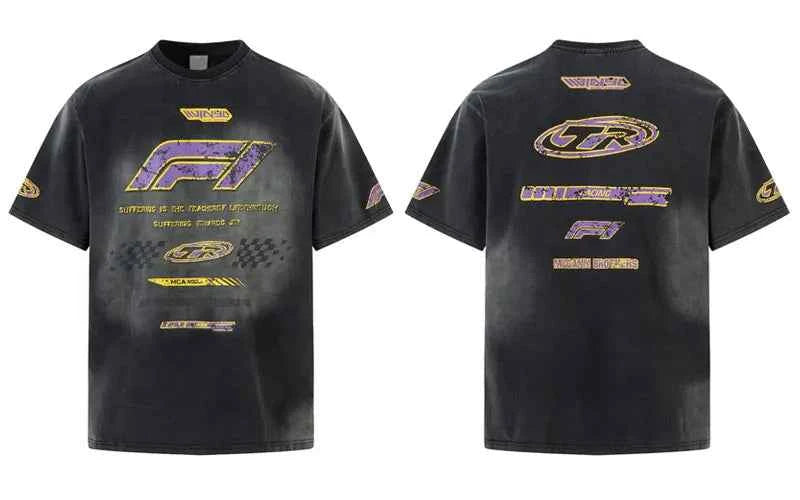 F1 Grunge Insulated Graphic Printed Tie Race T-Shirt