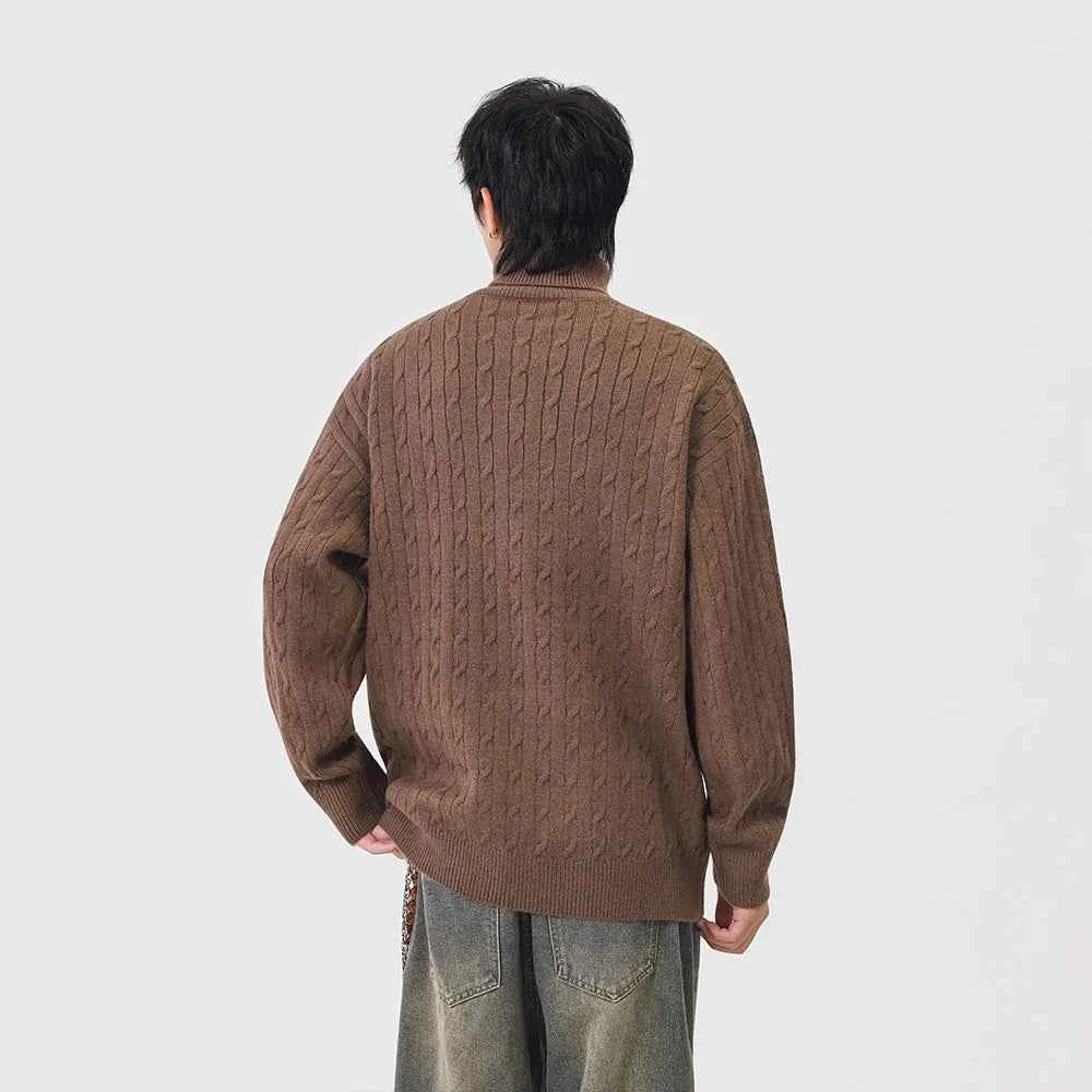 Cozy Cable Knit High Neck Turtleneck Sweater