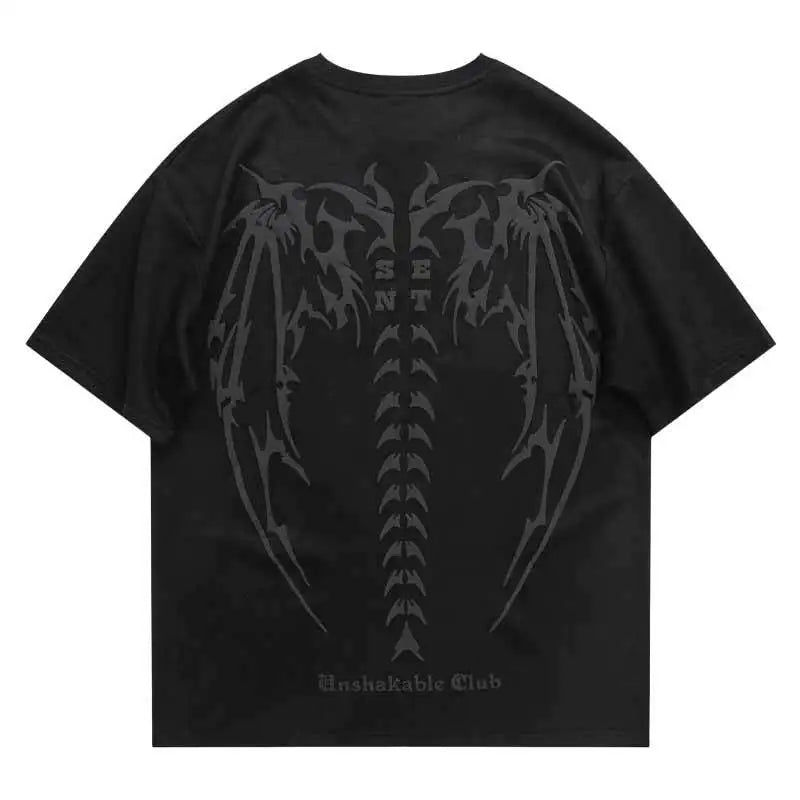 Spine Wing | Gothic Print T-Shirt - Luxuryurbanwear