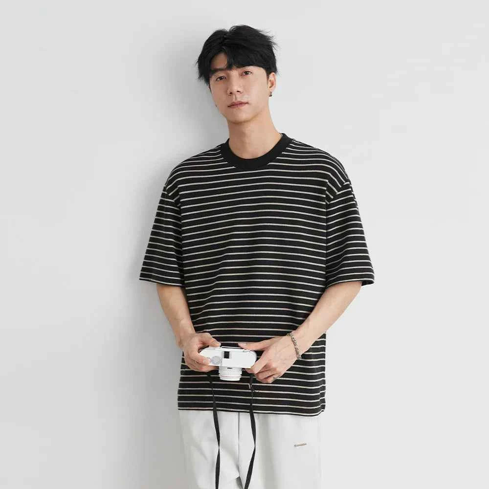 Y2k Men's Cool Comfortable Striped Short Sleeve T-Shirt