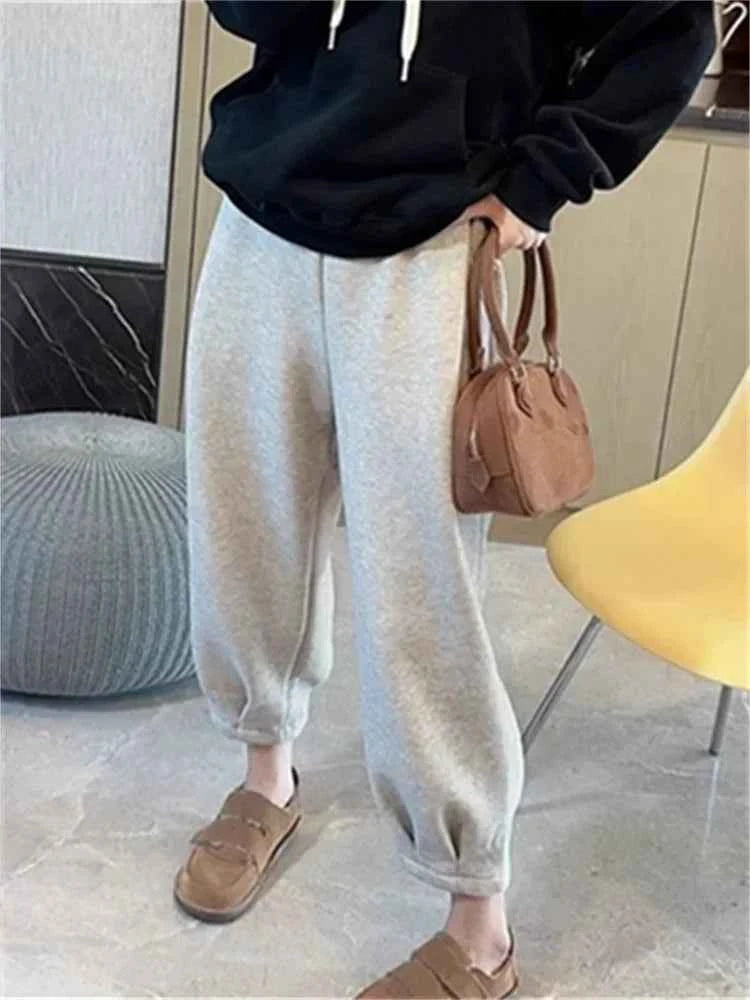 Casual Chic High Waisted Baggy Fleece Sweatpants