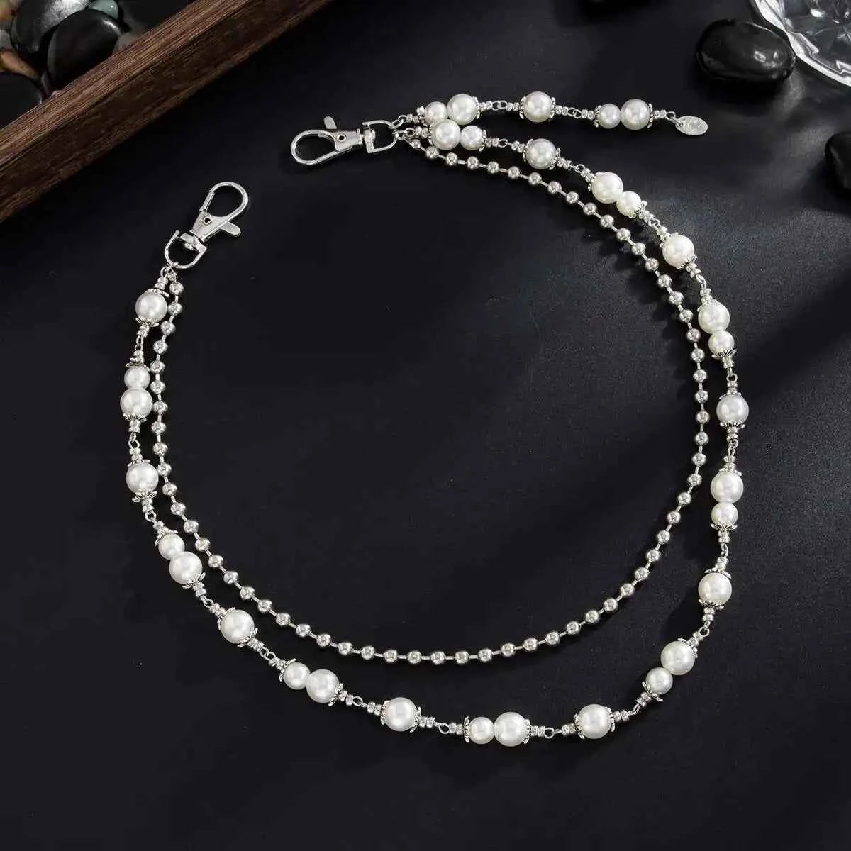 Unique Faddish Imitation Pearl Alloy Waist Chain