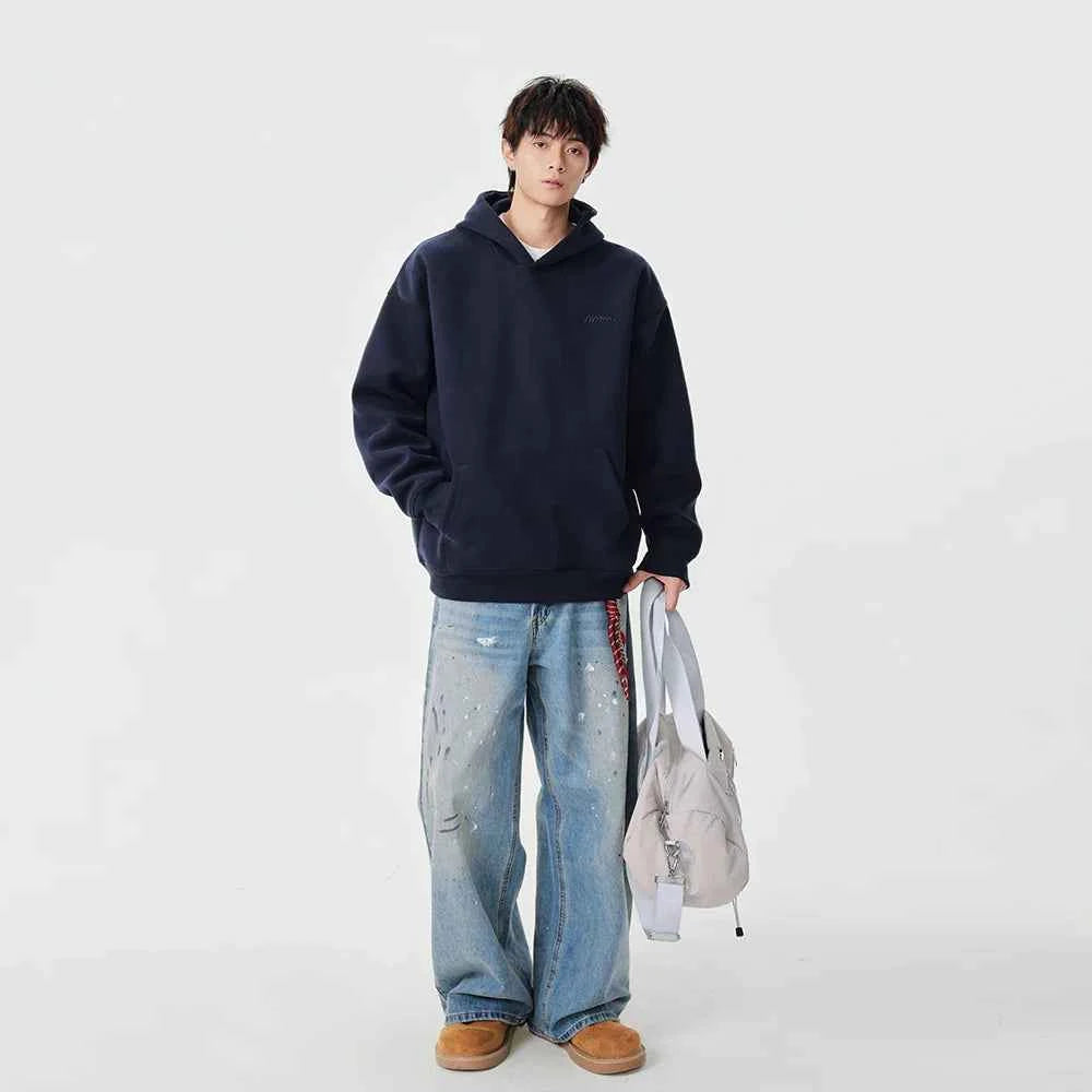Minimalist Embroidered Logo Casual Hoodie