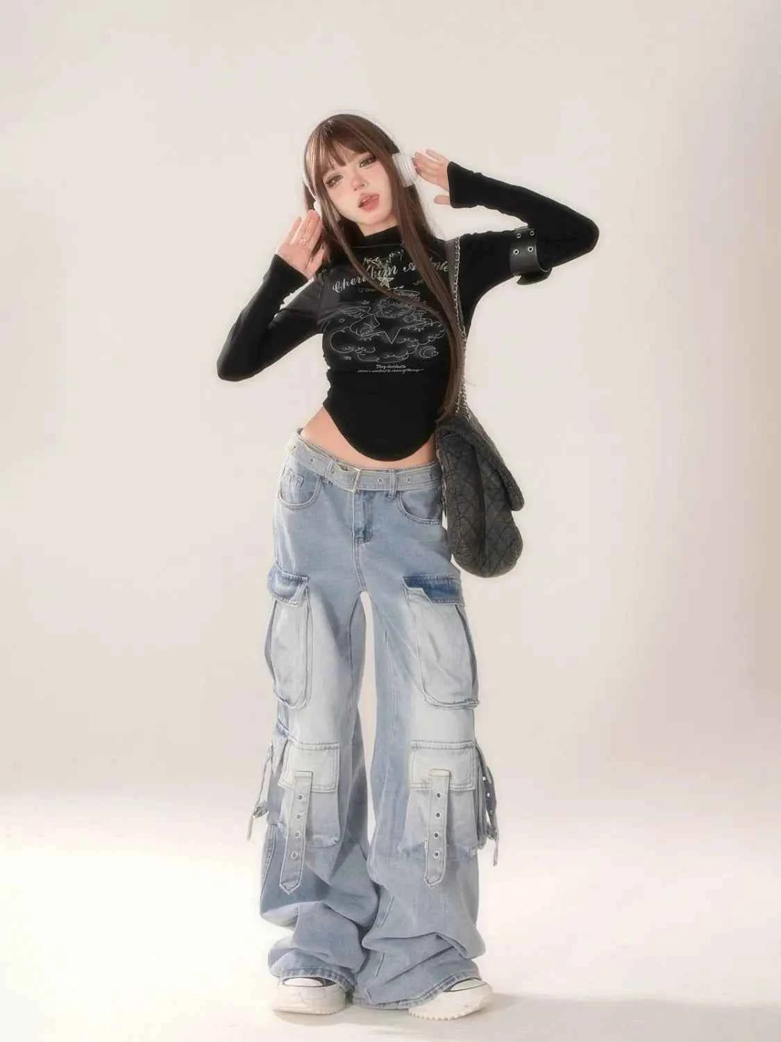 High Street Washed Multi Pocket Jeans