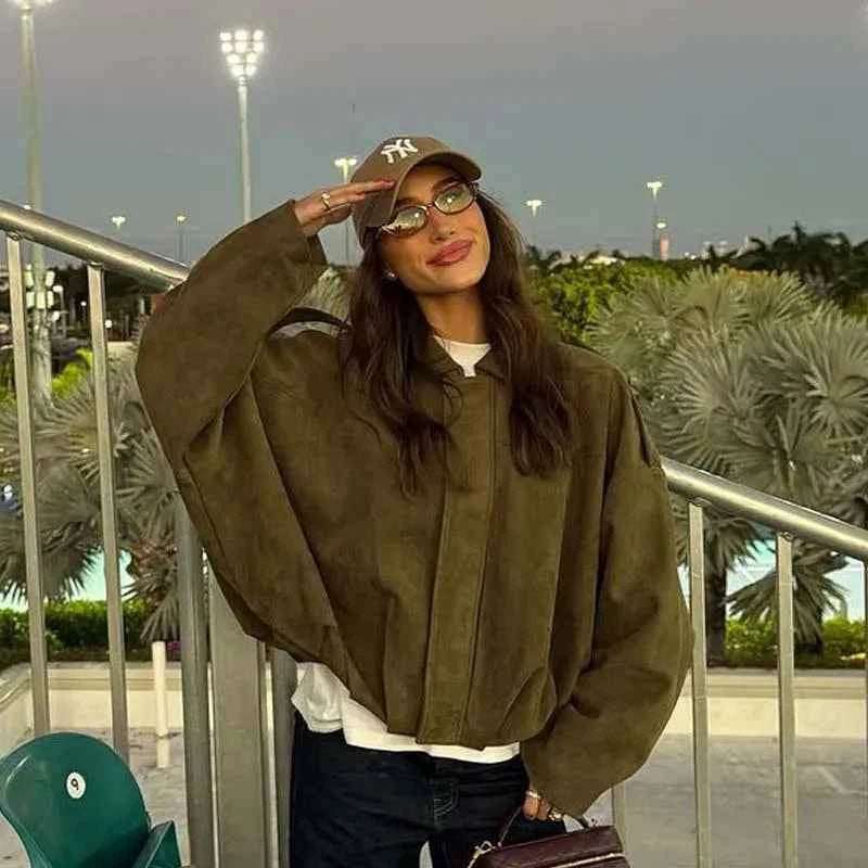 Elevated Vintage Suede Texture Lapel Jacket
