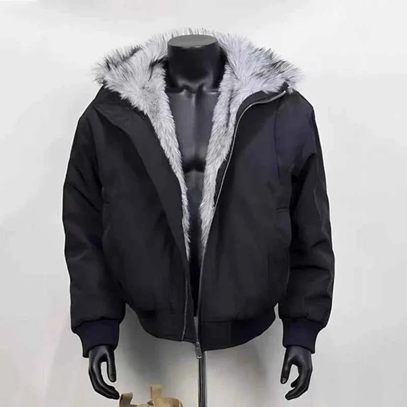 Streetwear Solid Color Padded Faux Fur Jacket