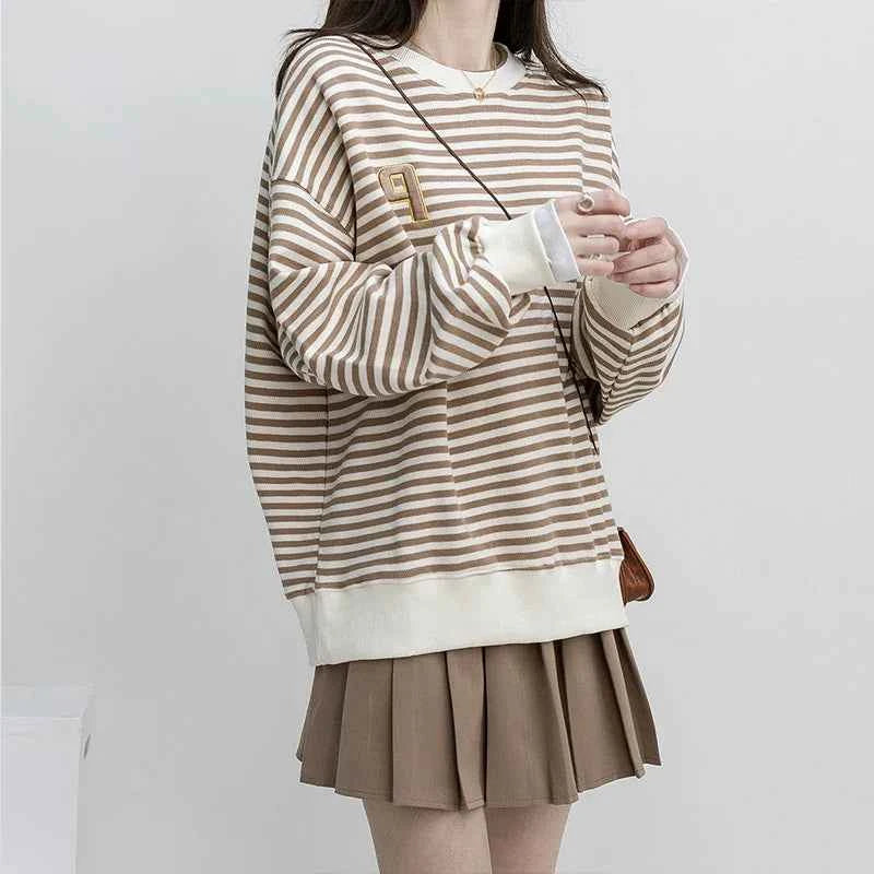Vintage Women Neck Loose Sweatshirt