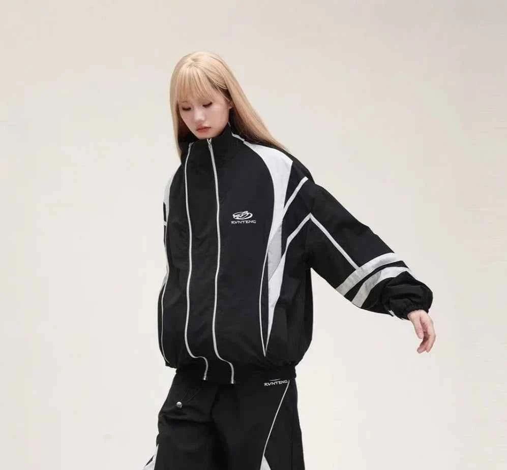 Y2K High-Quality Retro Patchwork Windbreaker Jacket