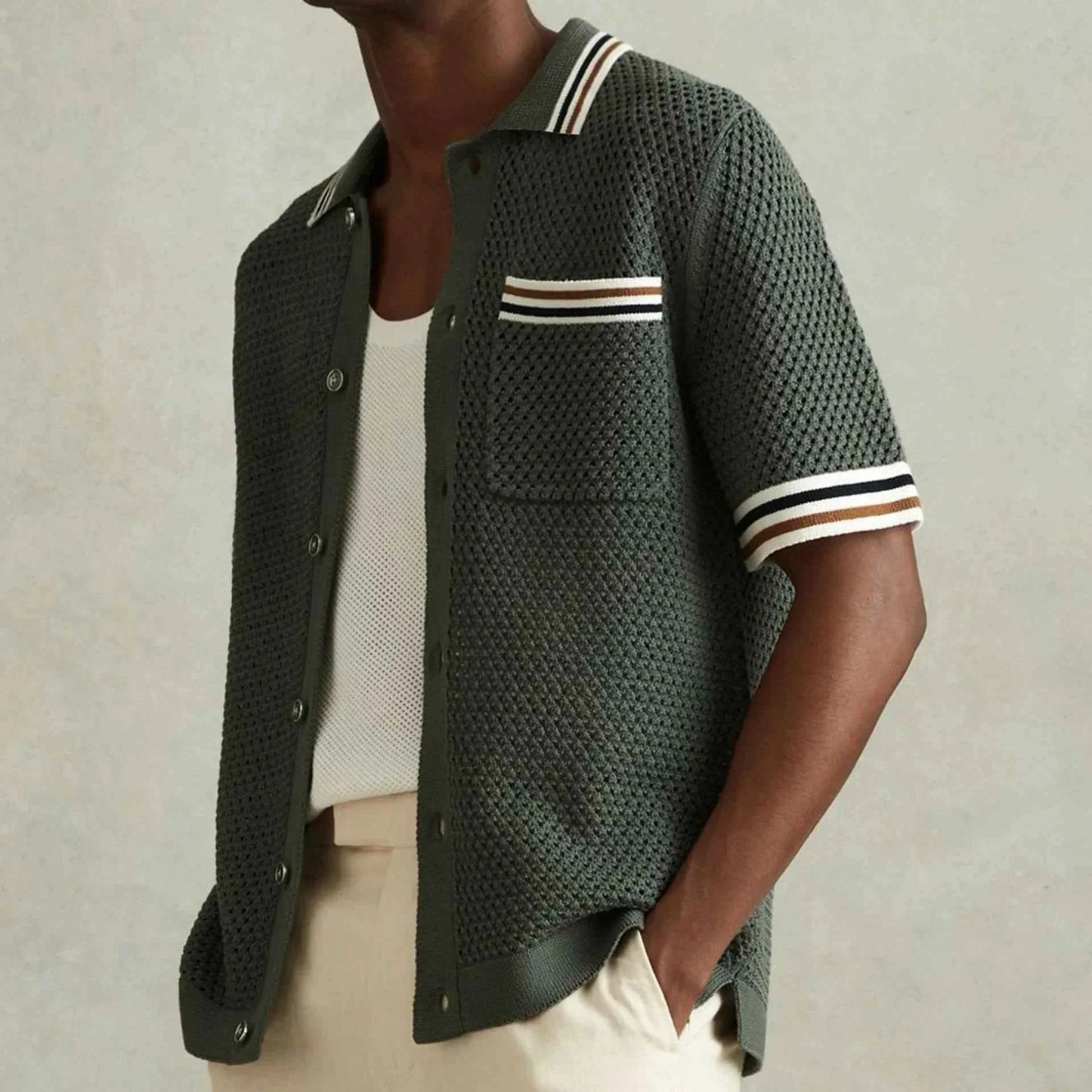 Men's Stylish Hollow Out Knitted Shirt