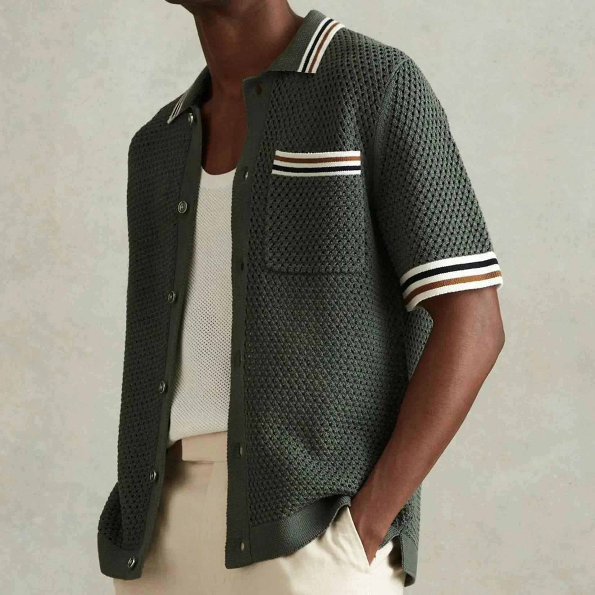 Men's Stylish Hollow Out Knitted Shirt