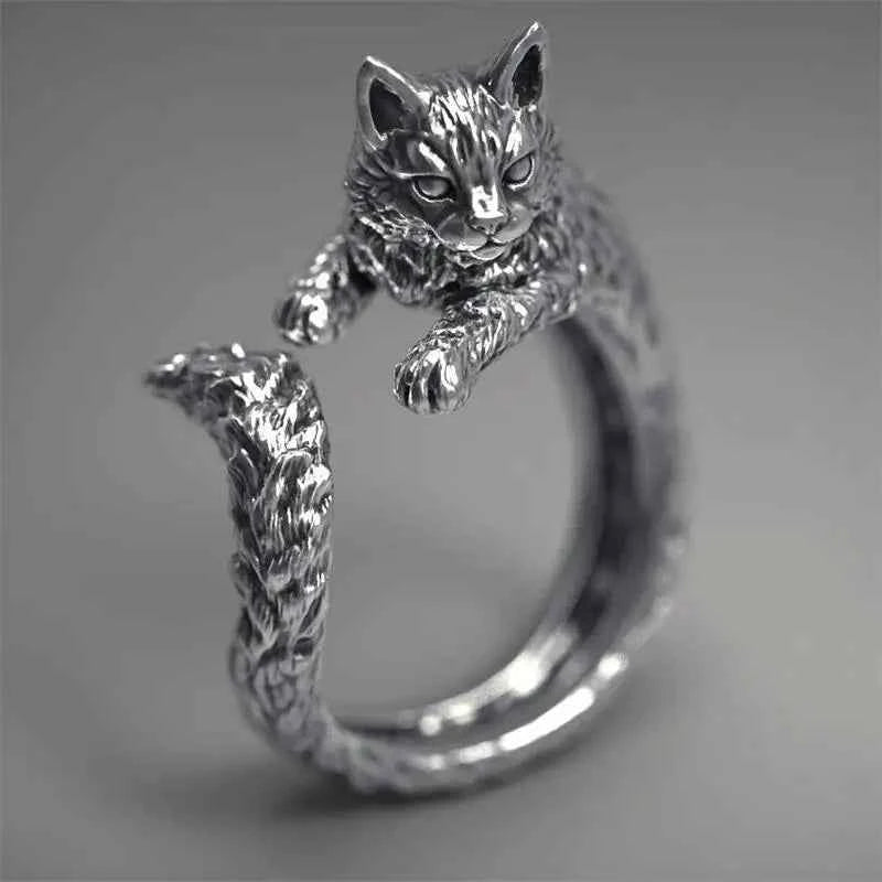Vintage Witch Cat Opening Ring