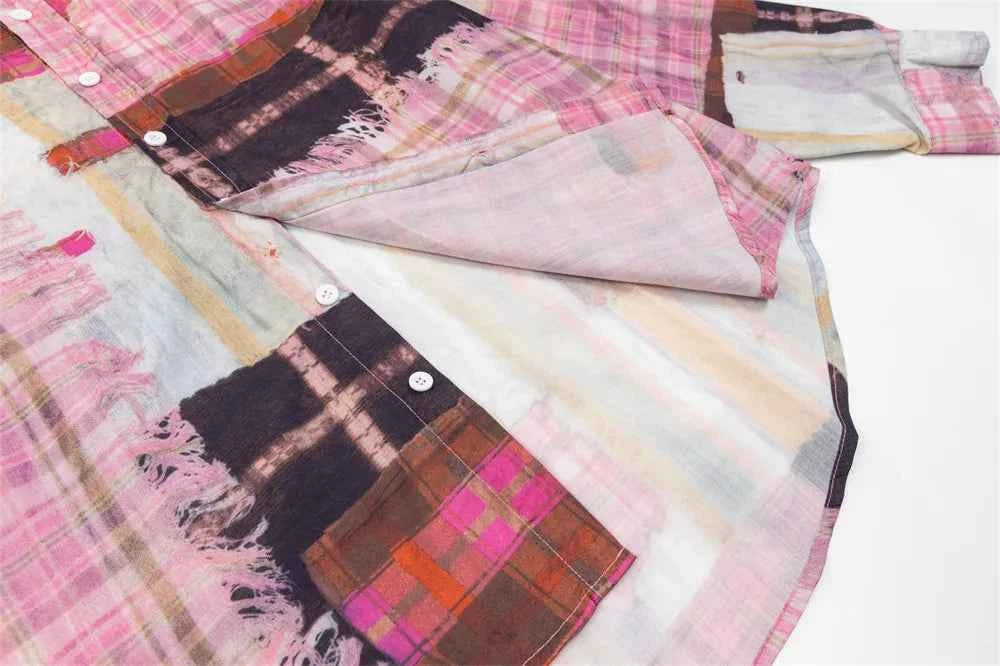 Plaid Autumn Loose Lapel Long Sleeve Shirt