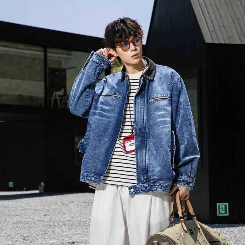 Trendy American Motorcycle Denim Jacket