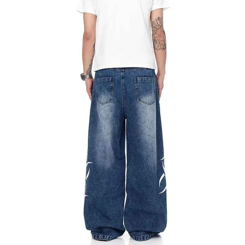 summer Breathable High Waist Wide Leg Printed Jeans