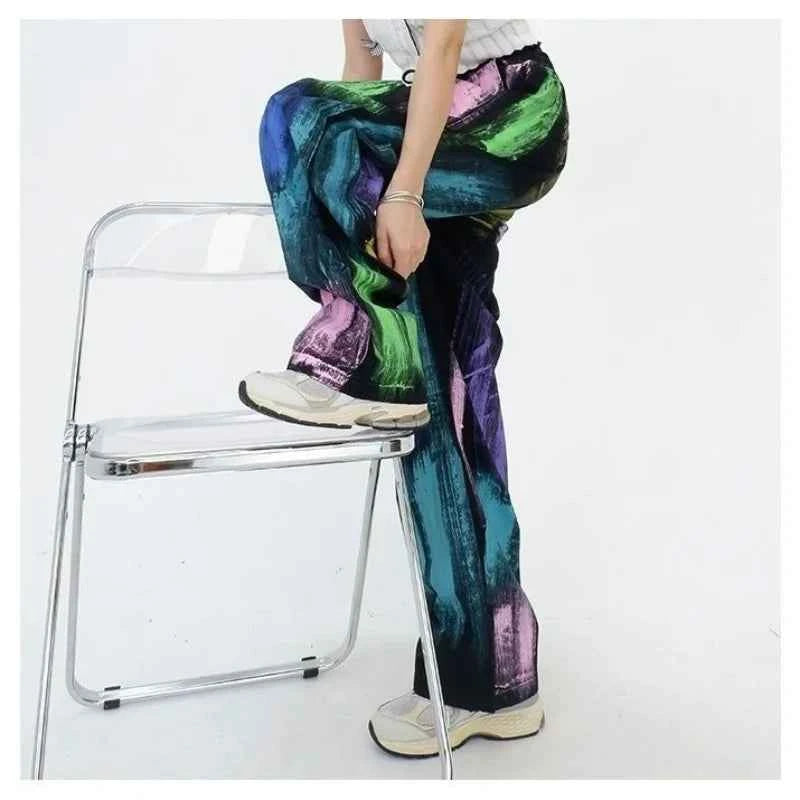 Graffiti Colorful Oversize Elastic Waist Pants