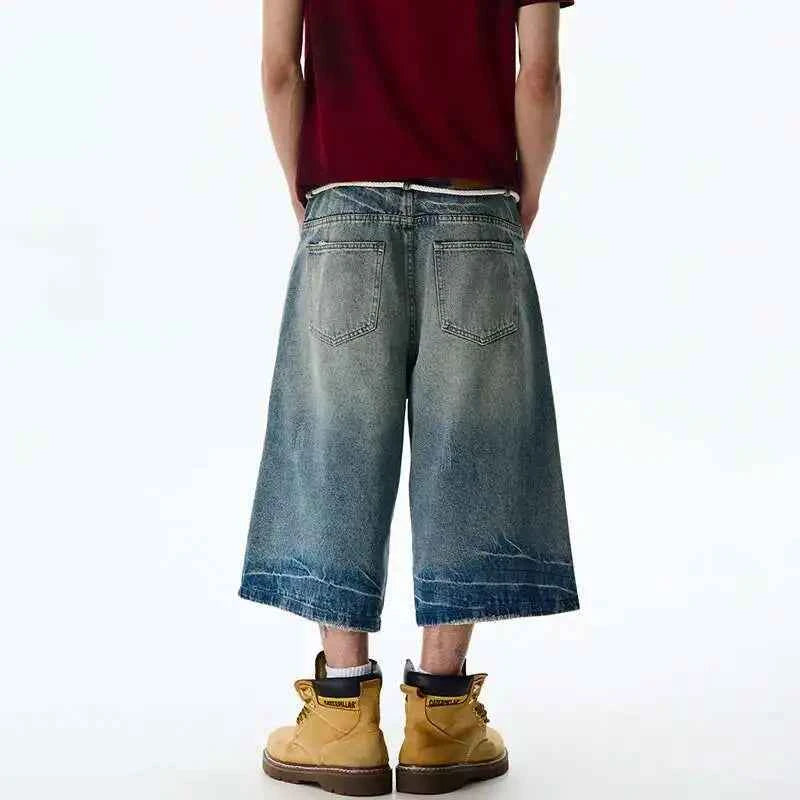 Vintage Loose Wide Leg Cropped Denim Jorts