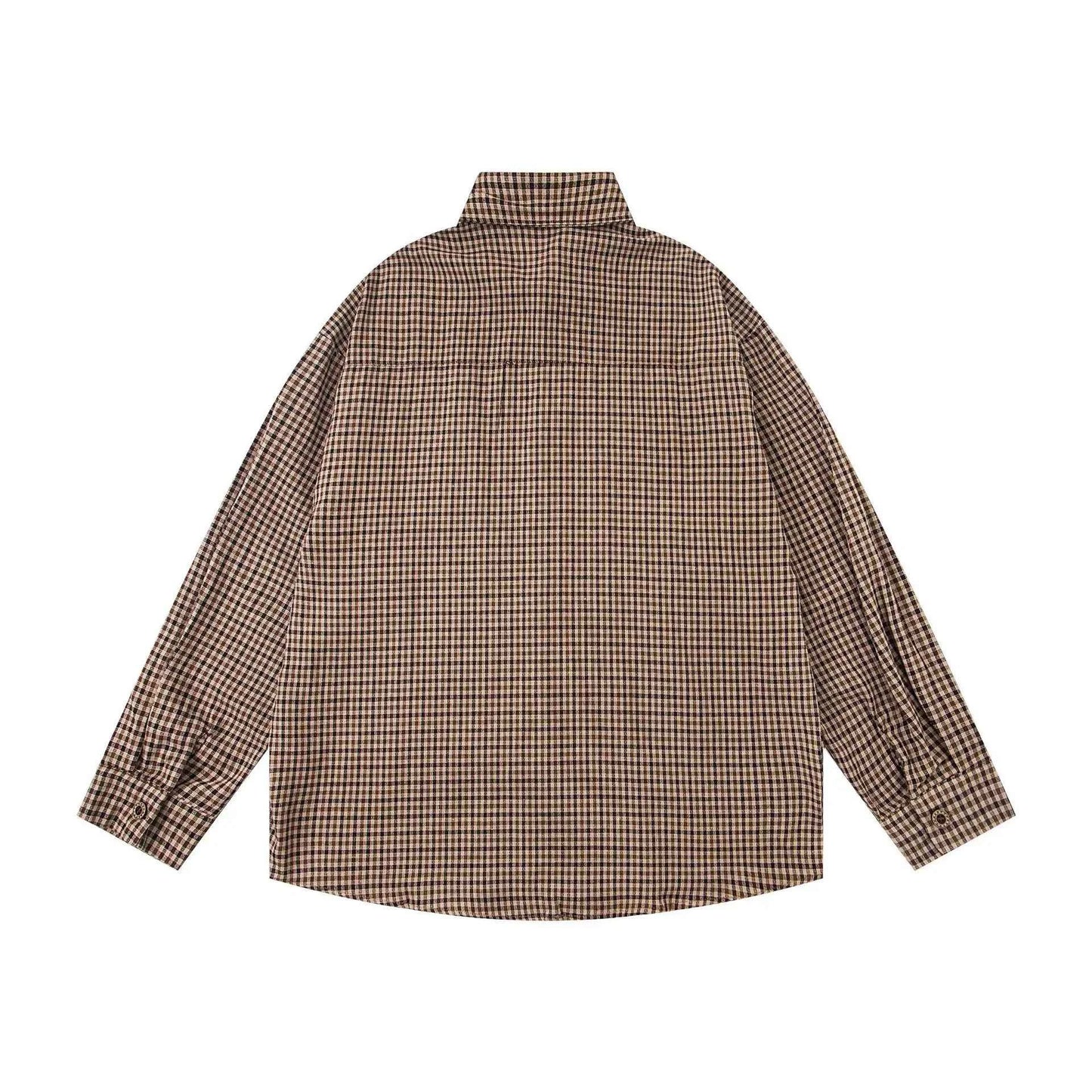 Plaid Sheep Embroidered Hip Hop Long Sleeve Shirt