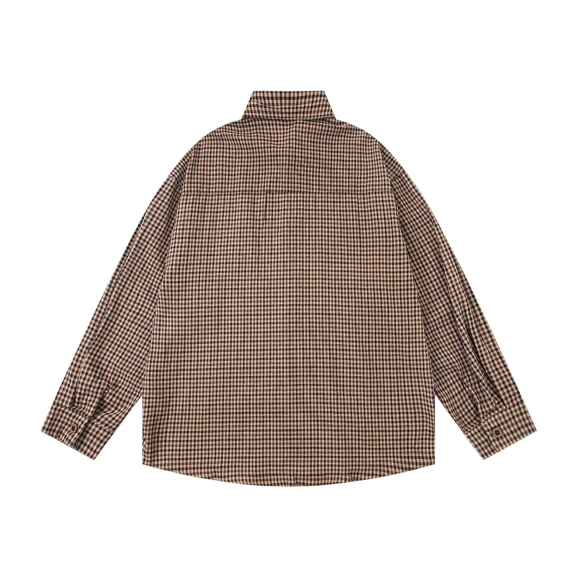 Plaid Sheep Embroidered Hip Hop Long Sleeve Shirt