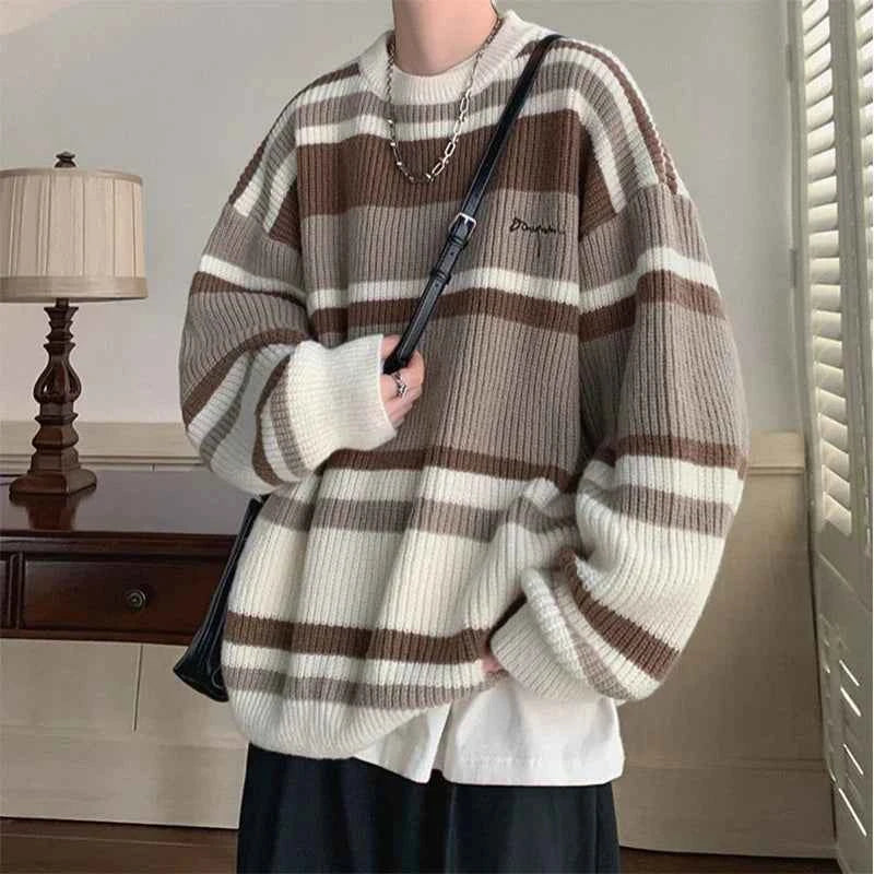 Retro Stripe Pullover Lovers Sweater