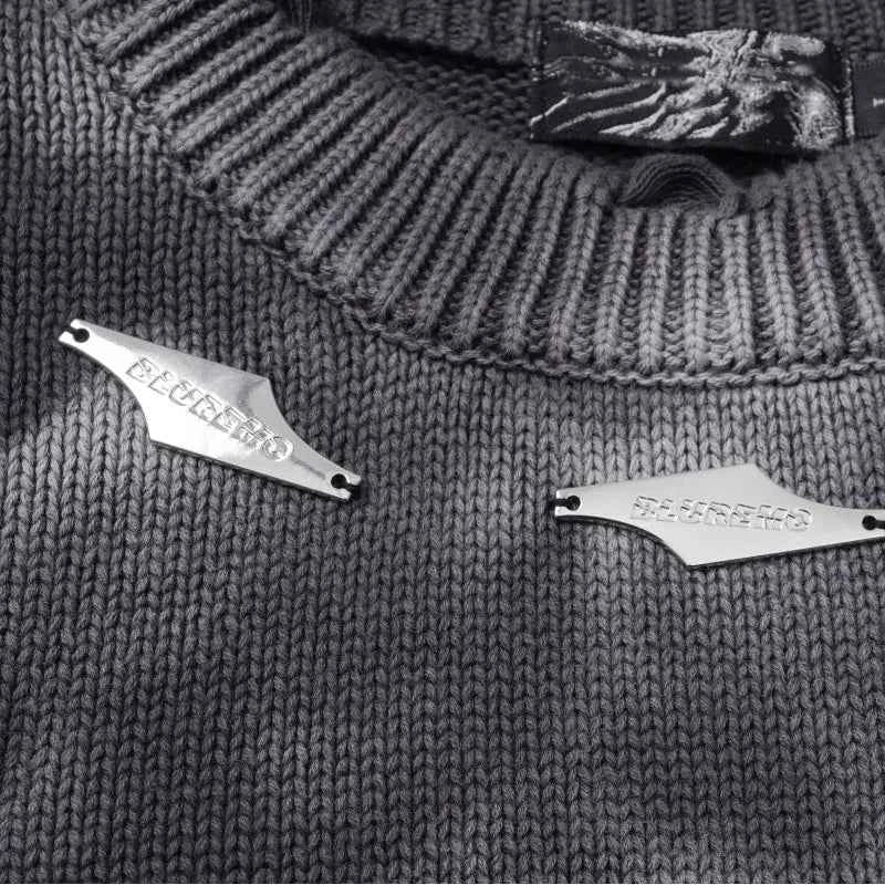 Y2K Signature Grunge Oversized Ripped Knitted Sweater