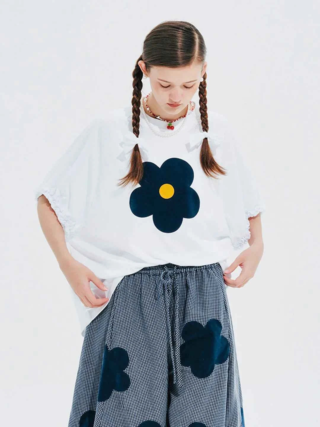Y2K Floral Patch Loose Fit Summer T-Shirt